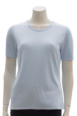  Micha strik T-shirt i lyseblå m. korte ærmer 